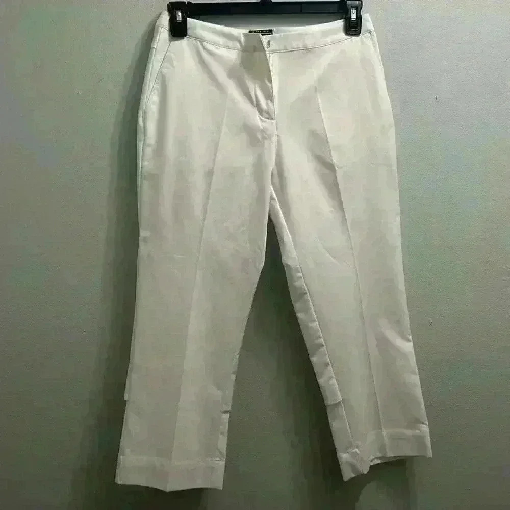 adidas White Cropped Straight-Leg Dress Pants